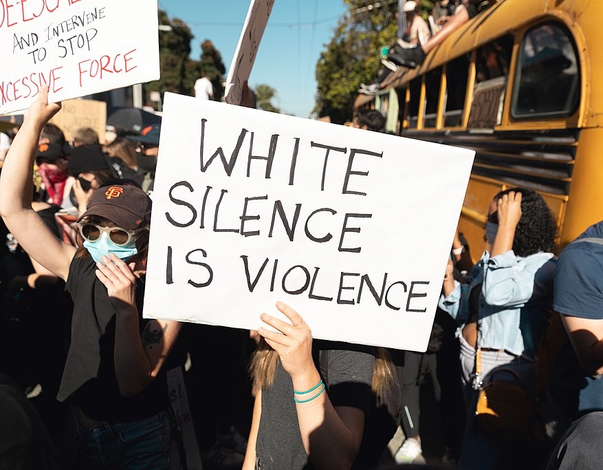 Girl With Sign "White Silence Is Violence" - BLM Protest - San Francisco, CA - 3 June, 2020